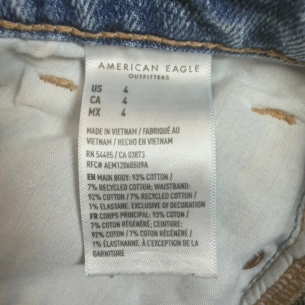 American Eagle Distressed High Raise Baggy Shorts Raw Hem Womens Size 4 Y2K